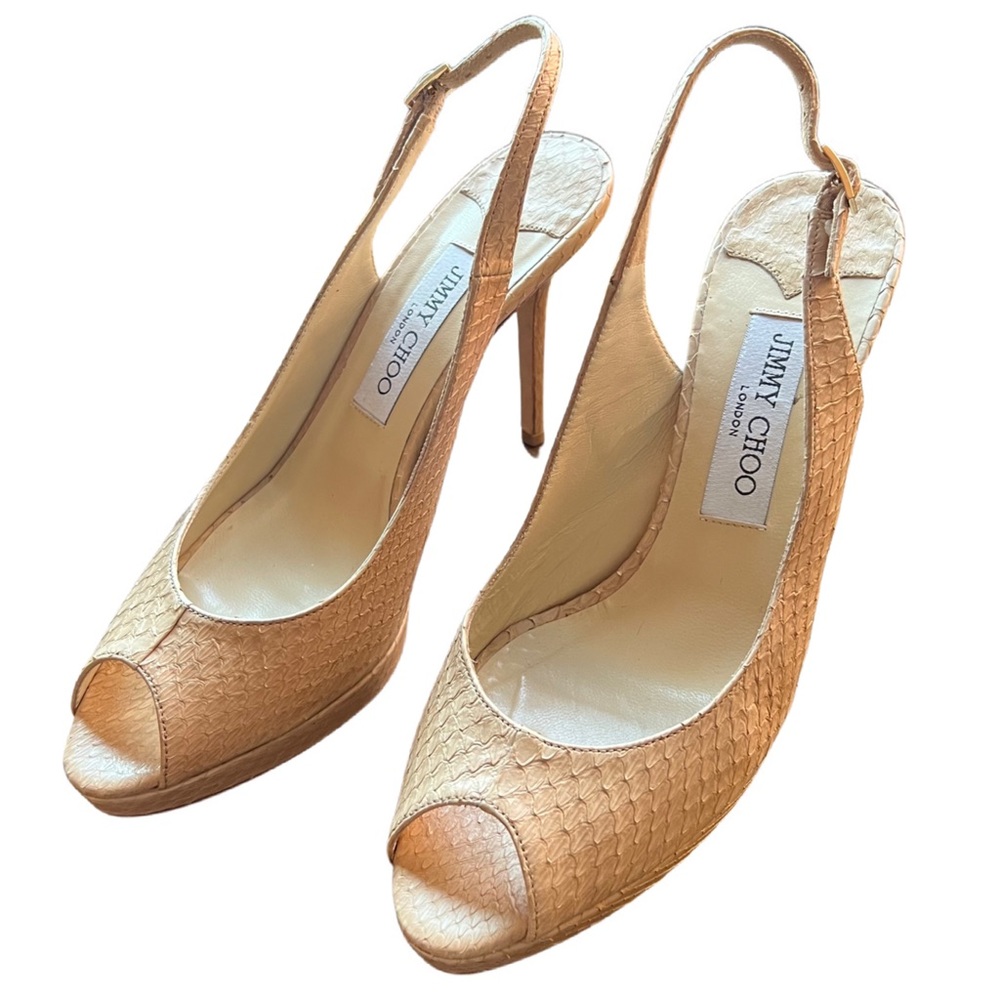 Jimmy Choo snake textured sling backs